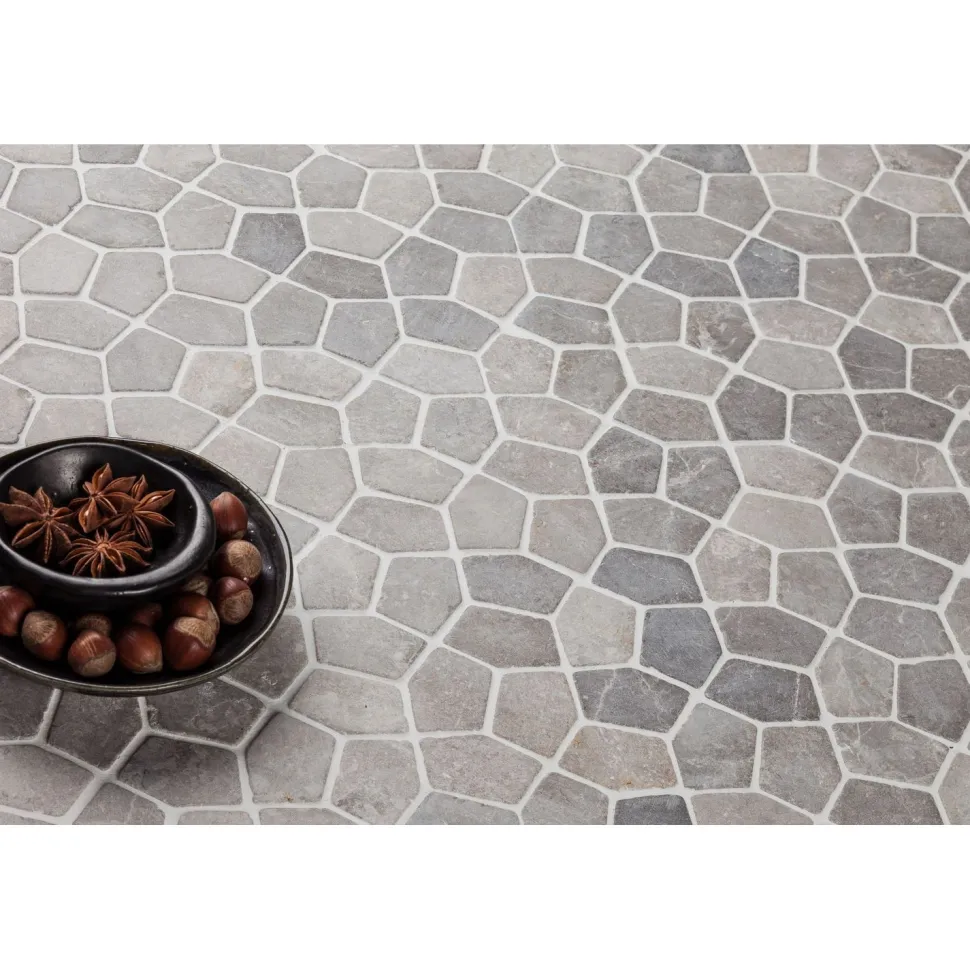 Mosaiikkilaatta Qualitystone Pentagon Mini Light Grey, 30x50mm