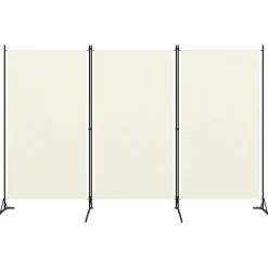 3-paneelinen tilanjakaja, kermanvalkoinen, 260x180 cm