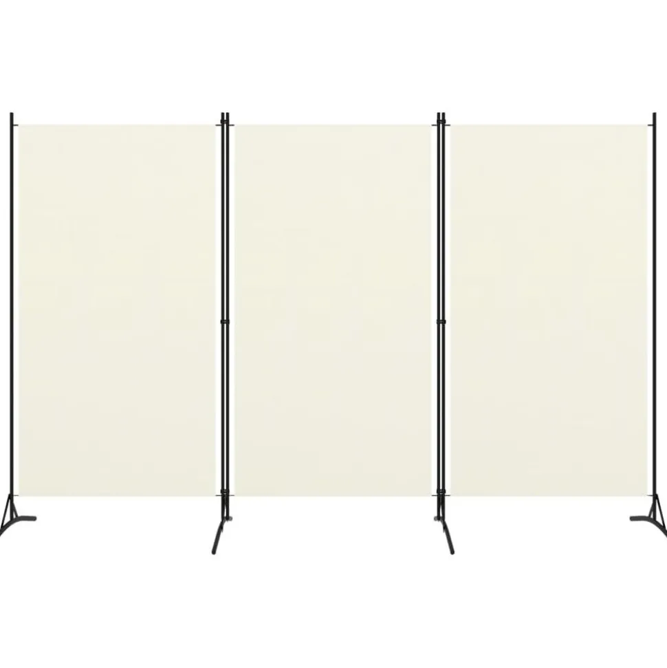 3-paneelinen tilanjakaja, kermanvalkoinen, 260x180 cm