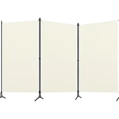 3-paneelinen tilanjakaja, kermanvalkoinen, 260x180 cm