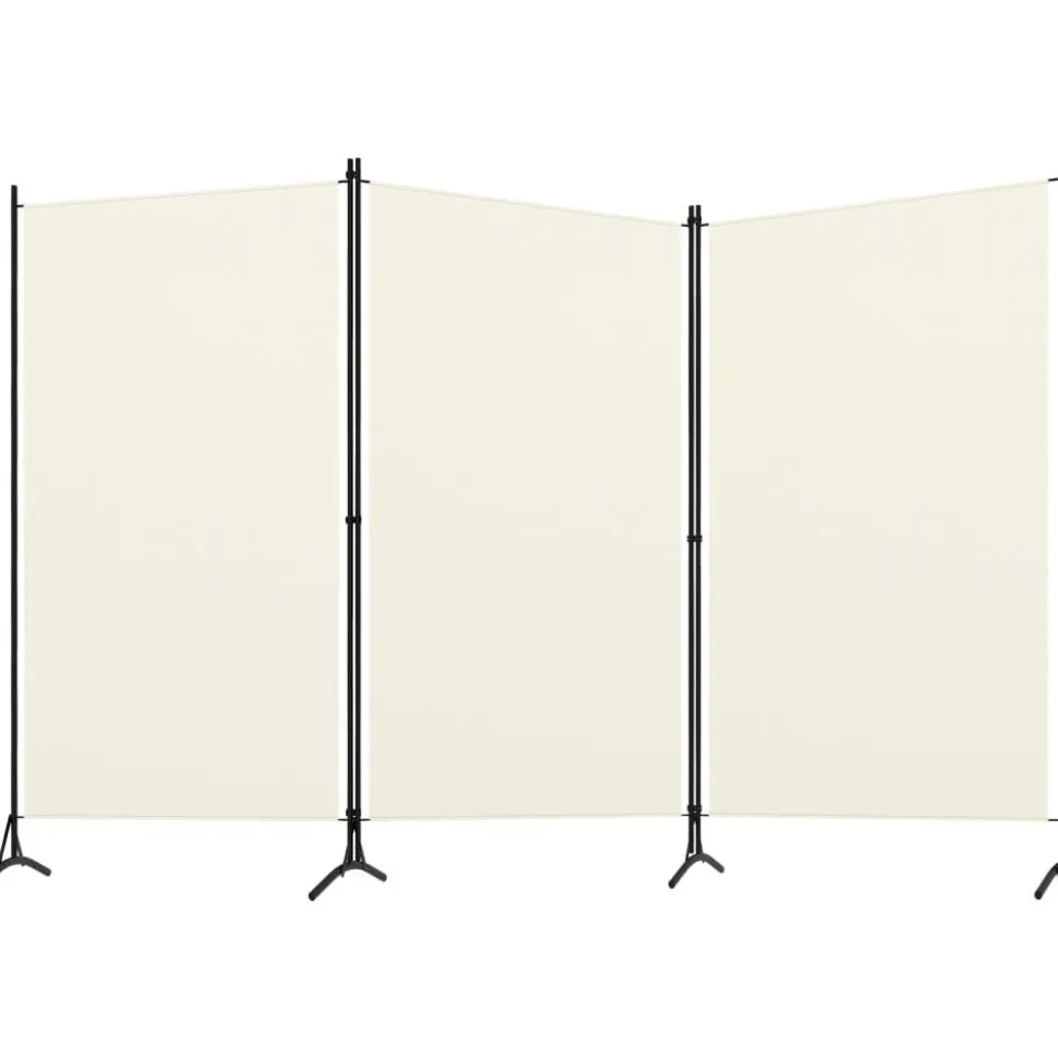 3-paneelinen tilanjakaja, kermanvalkoinen, 260x180 cm