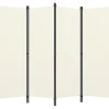 4-paneelinen tilanjakaja, kermanvalkoinen, 200x180 cm
