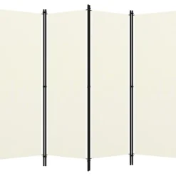 4-paneelinen tilanjakaja, kermanvalkoinen, 200x180 cm