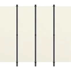 4-paneelinen tilanjakaja, kermanvalkoinen, 200x180 cm