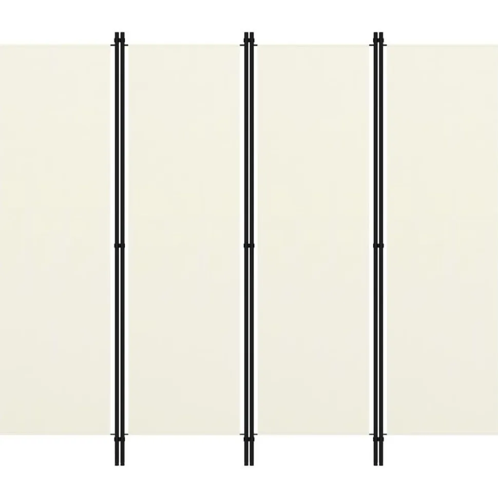 4-paneelinen tilanjakaja, kermanvalkoinen, 200x180 cm