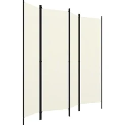 4-paneelinen tilanjakaja, kermanvalkoinen, 200x180 cm