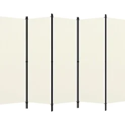 5-paneelinen tilanjakaja, kermanvalkoinen, 250x180 cm