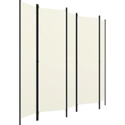 5-paneelinen tilanjakaja, kermanvalkoinen, 250x180 cm