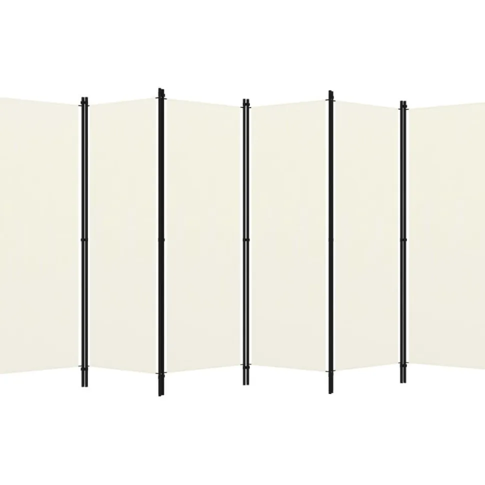 6-paneelinen tilanjakaja, kermanvalkoinen, 300x180 cm