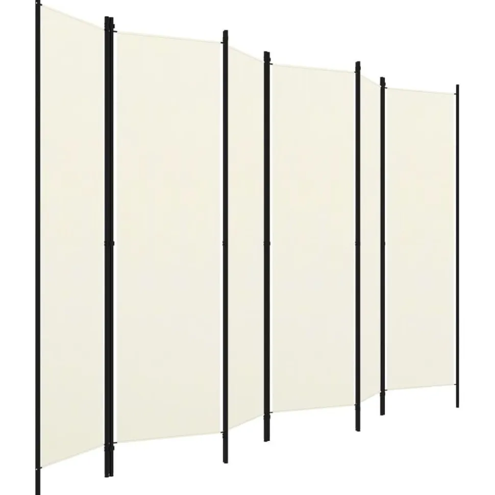 6-paneelinen tilanjakaja, kermanvalkoinen, 300x180 cm