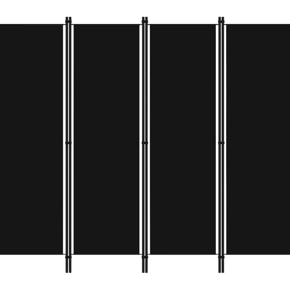 4-paneelinen tilanjakaja, musta, 200x180 cm