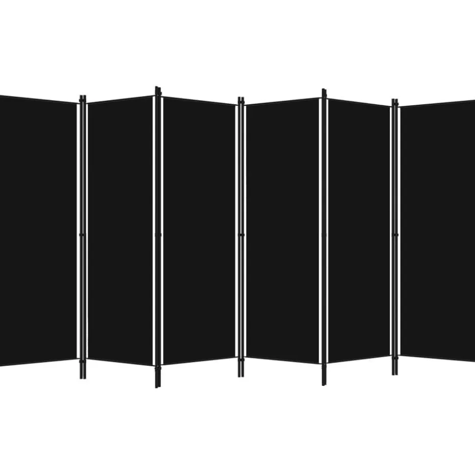 6-paneelinen tilanjakaja, musta, 300x180 cm
