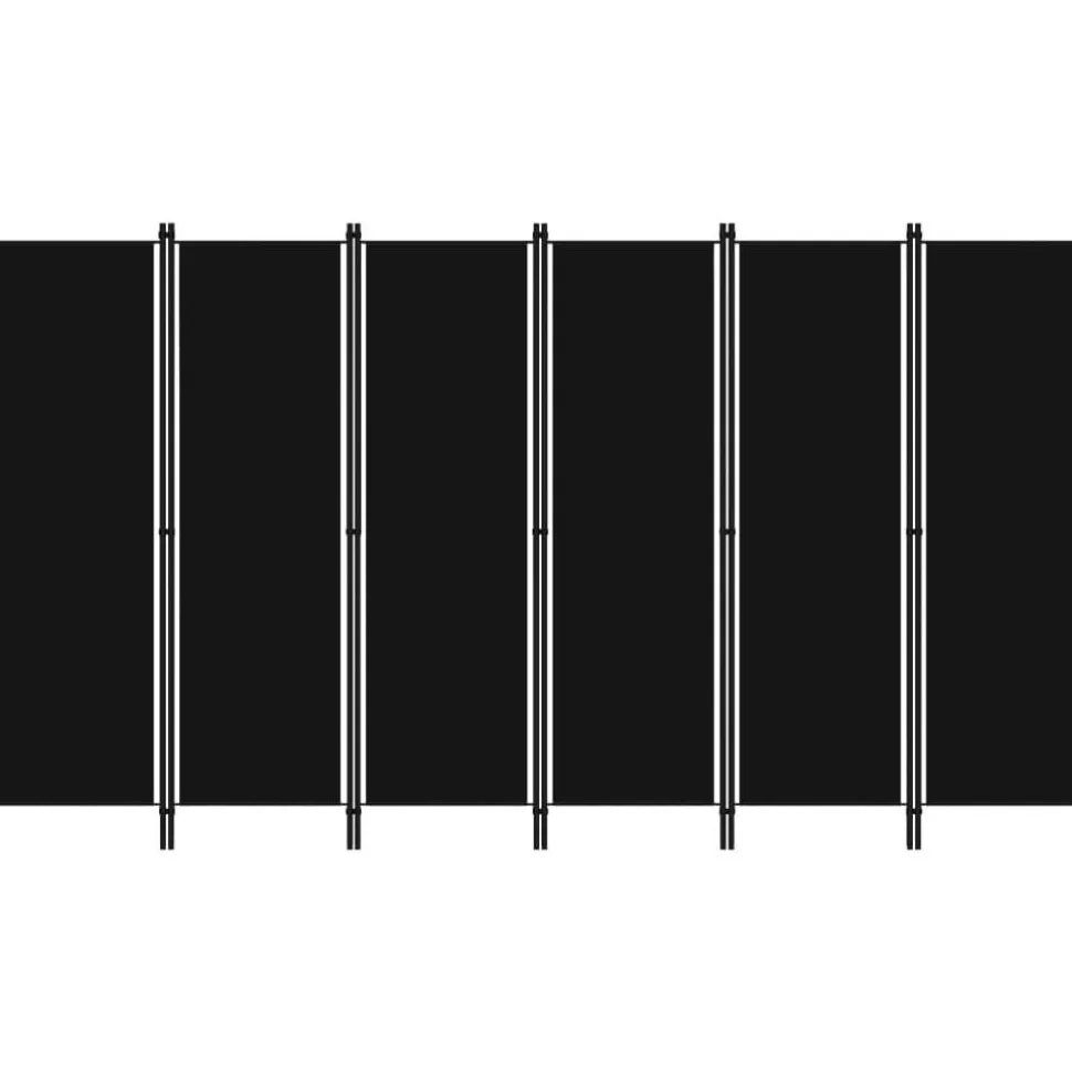 6-paneelinen tilanjakaja, musta, 300x180 cm