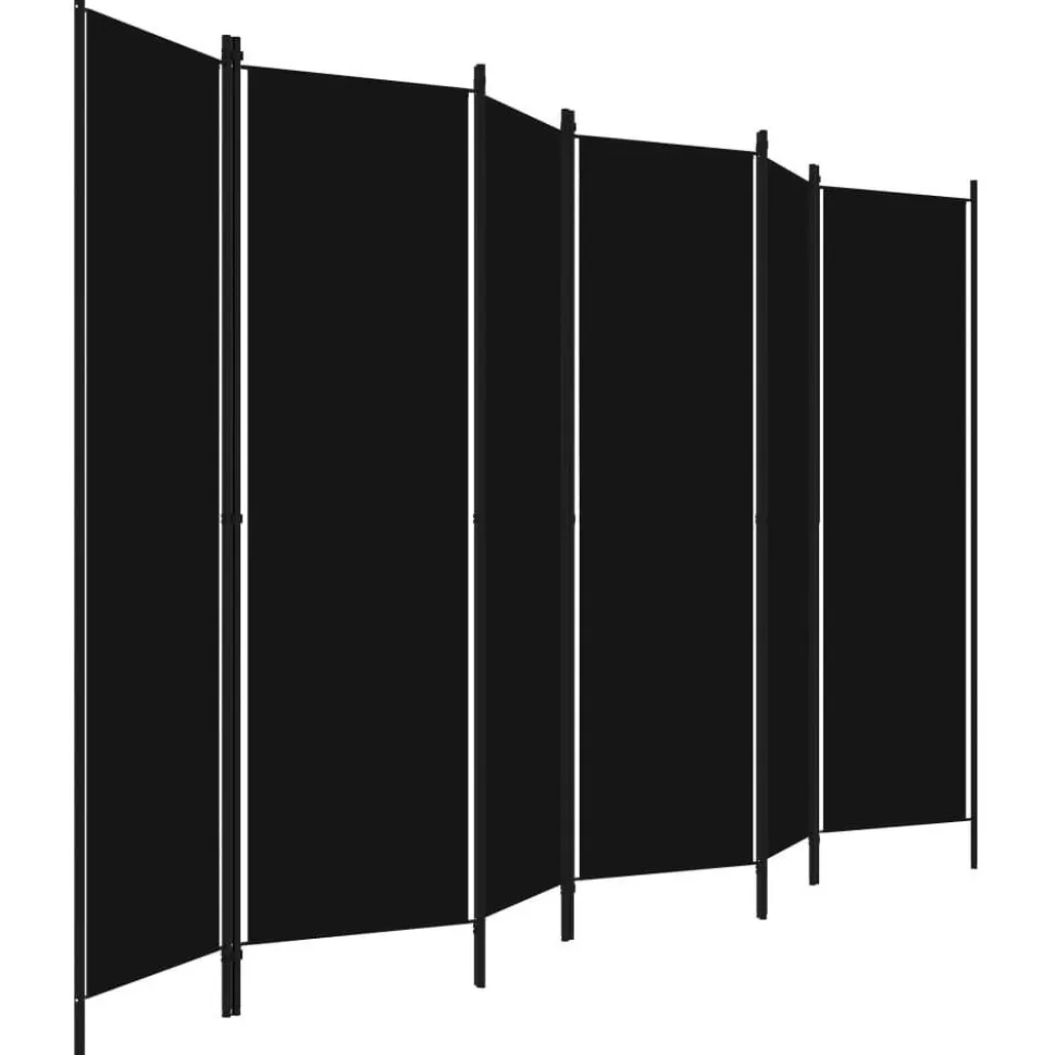 6-paneelinen tilanjakaja, musta, 300x180 cm