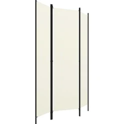 3-paneelinen tilanjakaja, kermanvalkoinen, 150x180 cm