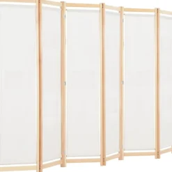 6-paneelinen tilanjakaja kerma 240x170x4 cm kangas