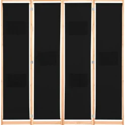 4-paneelinen tilanjakaja musta 160x170x4 cm kangas
