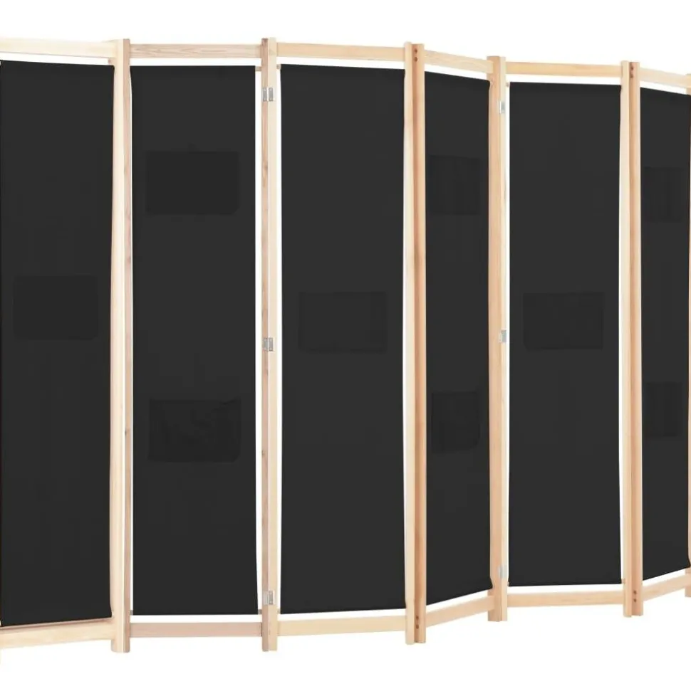 6-paneelinen tilanjakaja musta 240x170x4 cm kangas