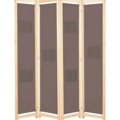 4-paneelinen tilanjakaja ruskea 160x170x4 cm kangas