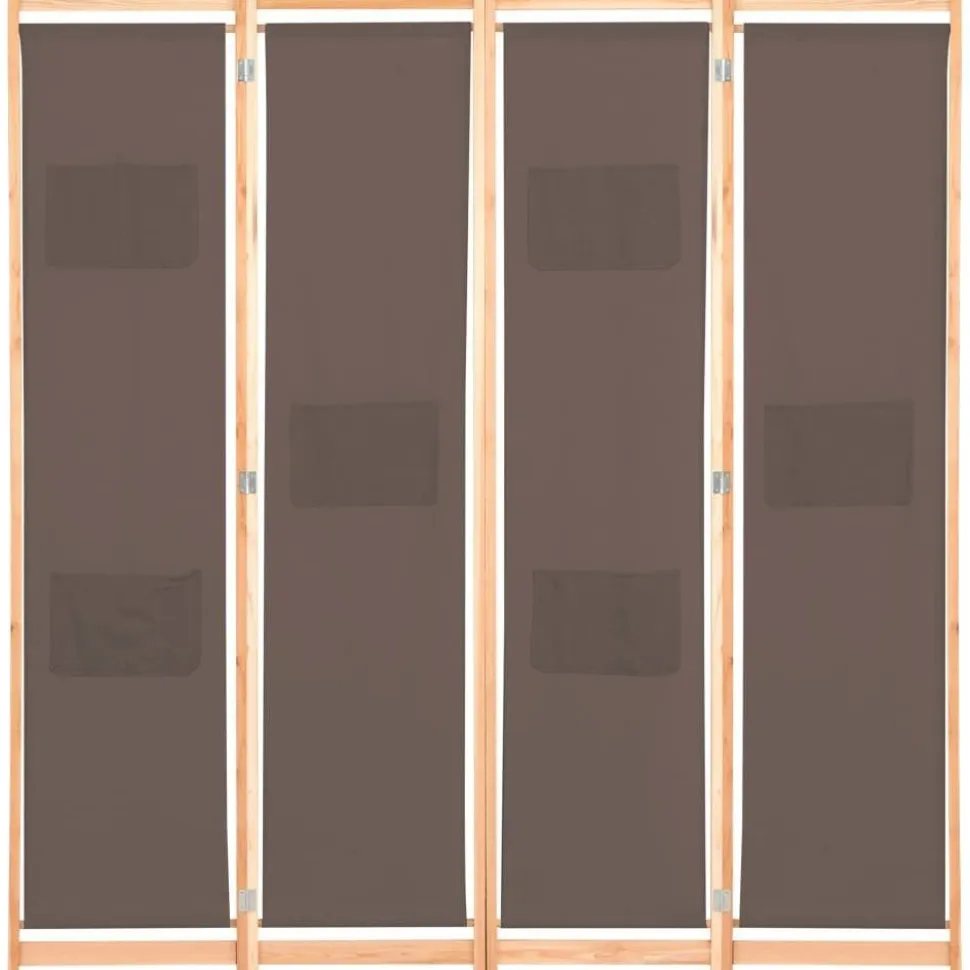 4-paneelinen tilanjakaja ruskea 160x170x4 cm kangas