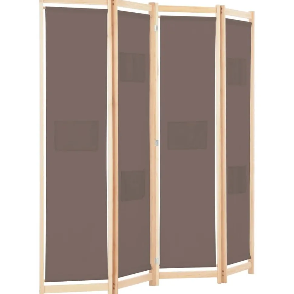 4-paneelinen tilanjakaja ruskea 160x170x4 cm kangas