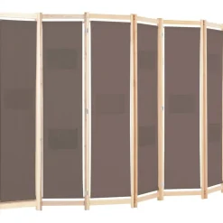 6-paneelinen tilanjakaja ruskea 240x170x4 cm kangas