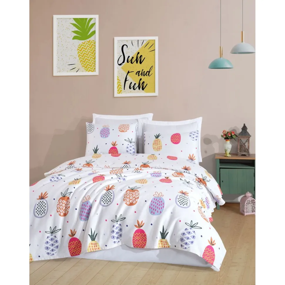 Parivuoteen päiväpeitto + 2 tyynyliinaa Linento Iva, 200x230cm + 50x70cm, monivärinen