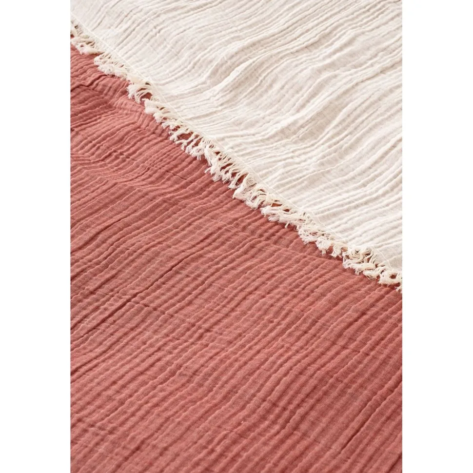 Parivuoteen päiväpeitto Linento Muslin, 230x250cm, tiilenpunainen