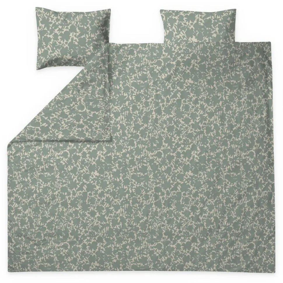 Parivuoteen satiinipussilakanasetti Finlayson Katveessa, salvia/beige