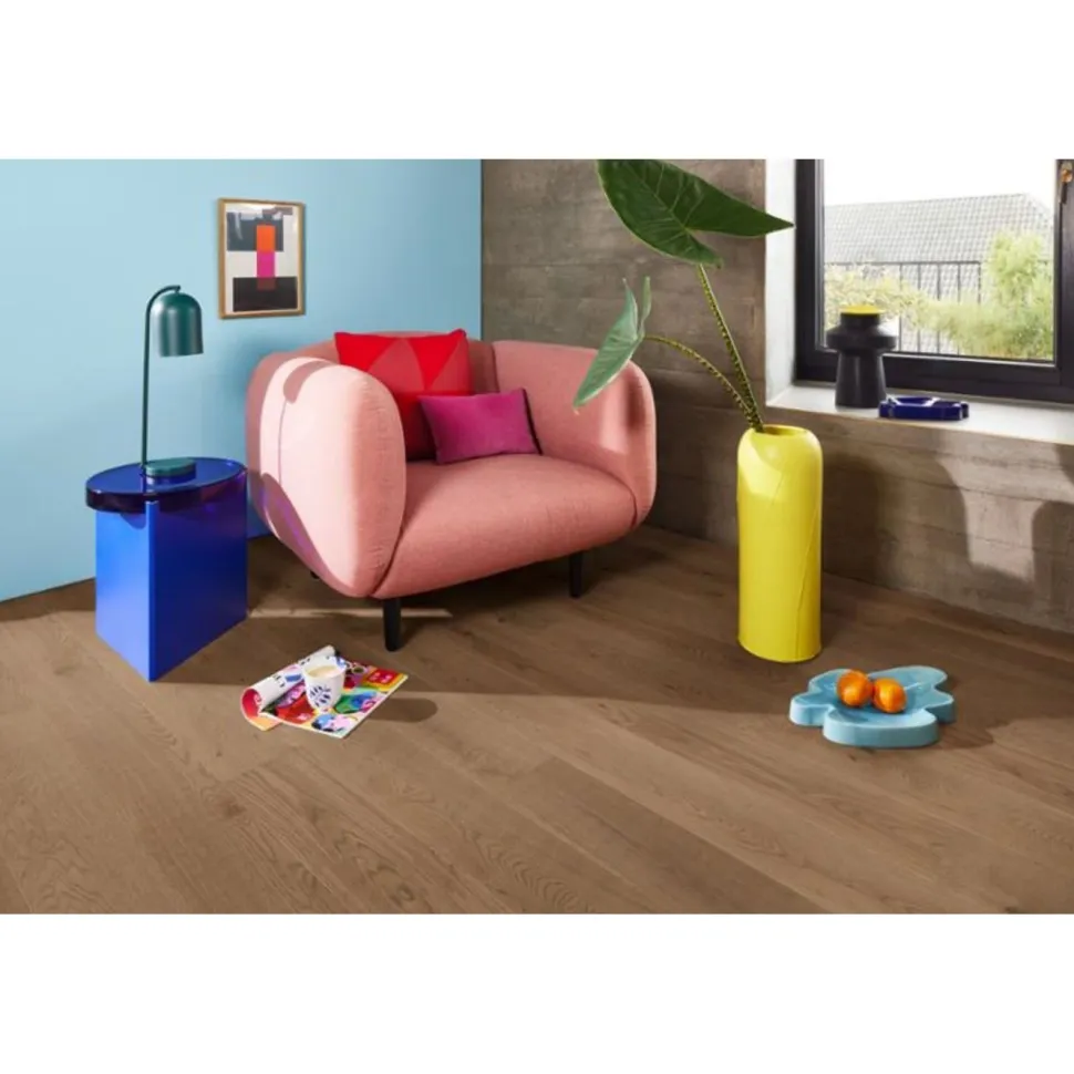 Parketti Boen Oak Medium Grey Animoso Mix, 181mm, mattalakattu, harjattu