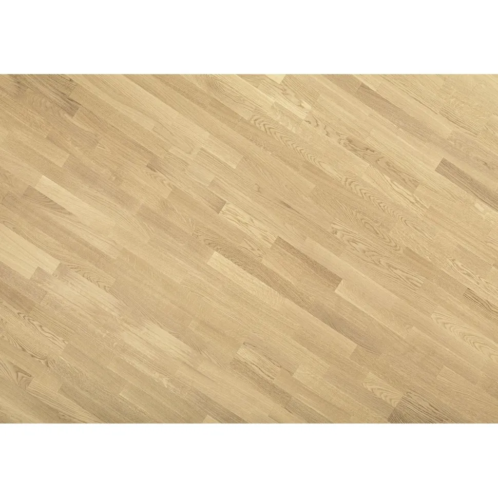 Parketti Kymppi-Lattiat Tammi Natur 3-säleinen vaalea/harjattu 14x192x2200 mm
