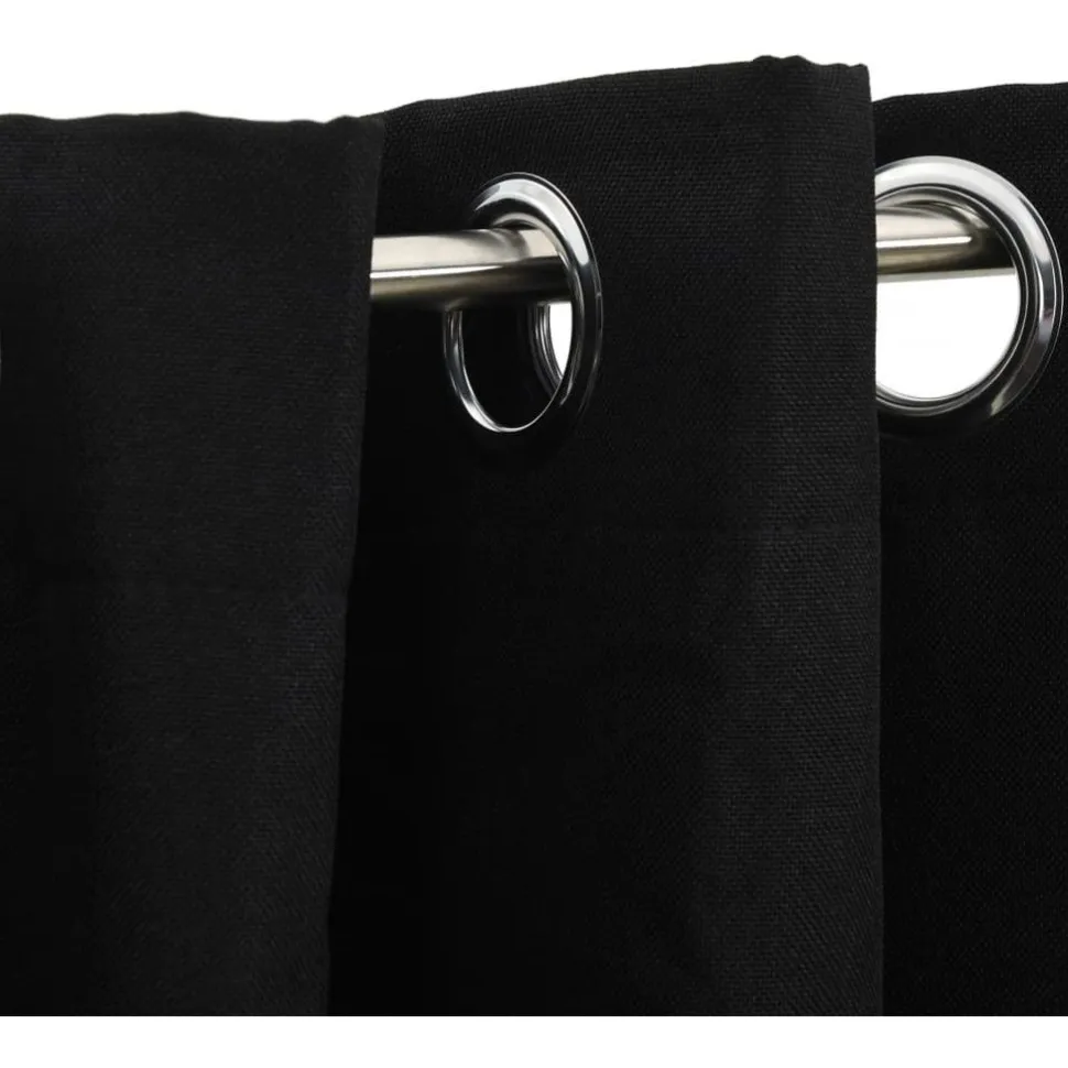 Pellavamaiset pimennysverhot renkailla 2 kpl musta 140x245cm