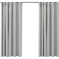 Pellavamaiset pimennysverhot koukuilla 2kpl harmaa 140x175cm