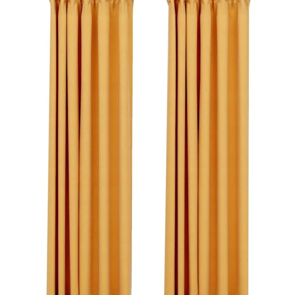Pellavamaiset pimennysverhot koukuilla 2 kpl kelt. 140x245cm