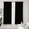 Pellavamaiset pimennysverhot koukuilla 2 kpl musta 140x175cm