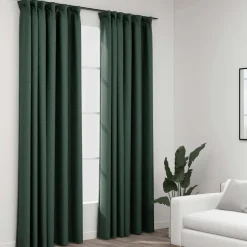 Pellavamaiset pimennysverhot koukuilla 2kpl vihreä 140x245cm