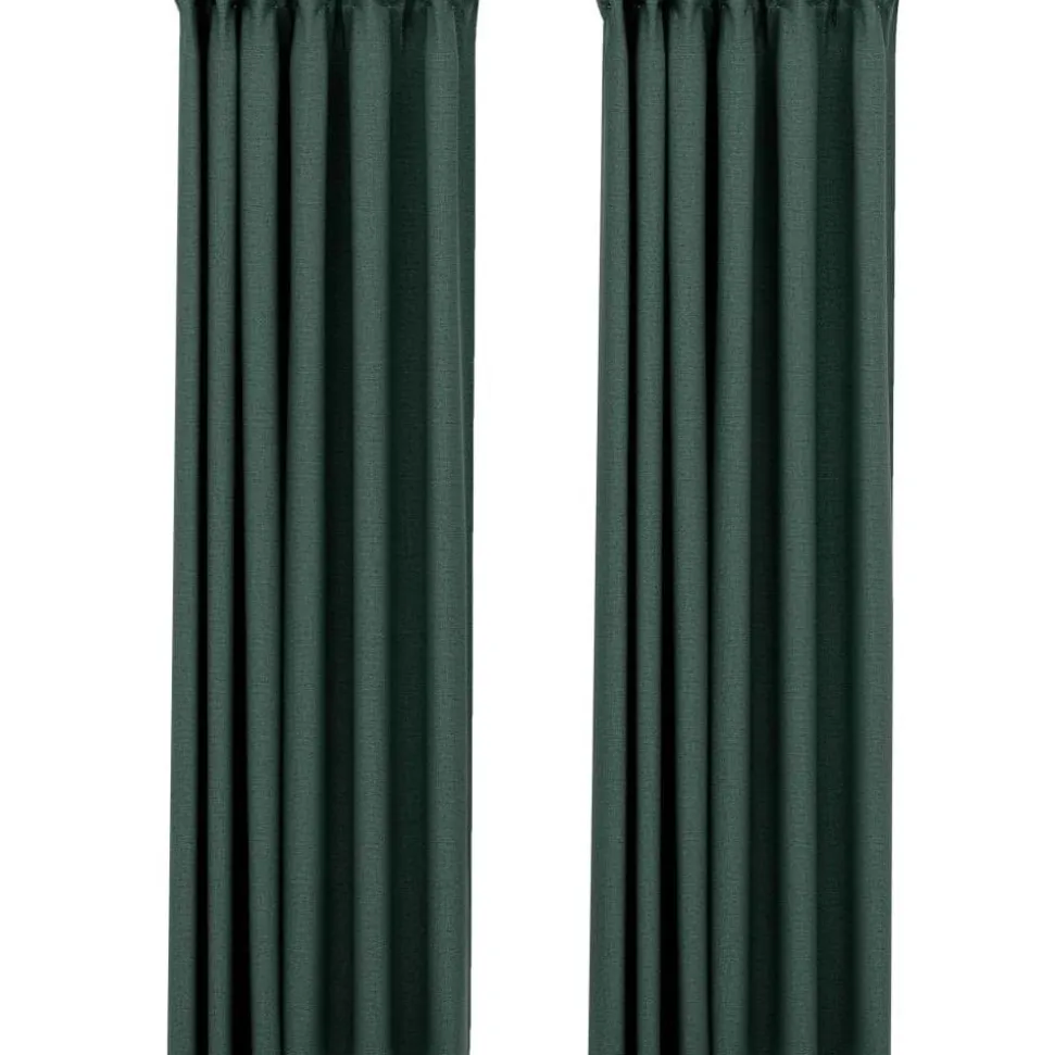 Pellavamaiset pimennysverhot koukuilla 2kpl vihreä 140x245cm