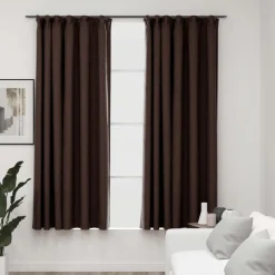 Pellavamaiset pimennysverhot koukuilla 2kpl 140x175cm
