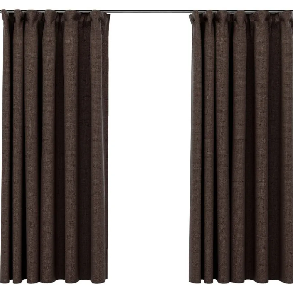 Pellavamaiset pimennysverhot koukuilla 2kpl 140x175cm