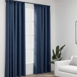 Pellavamaiset pimennysverhot koukuilla 2 kpl 140x245 cm