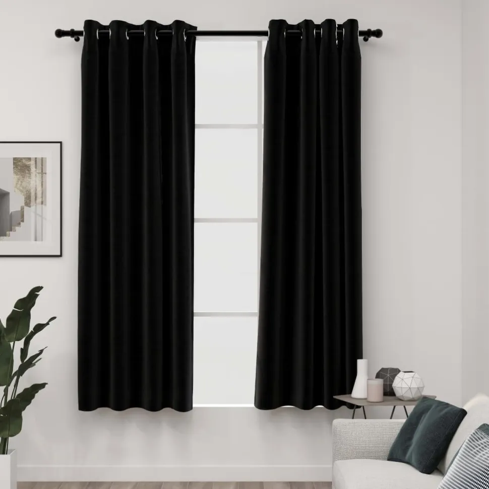 Pellavamaiset pimennysverhot 2 kpl antrasiitti 140x175 cm
