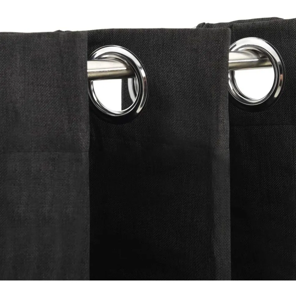 Pellavamaiset pimennysverhot 2 kpl antrasiitti 140x245 cm