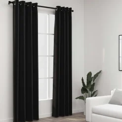 Pellavamaiset pimennysverhot 2 kpl antrasiitti 140x225 cm