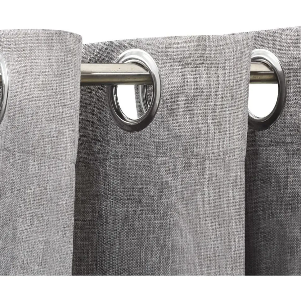 Pellavamaiset pimennysverhot renkailla 2kpl harmaa 140x175cm