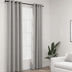 Pellavamaiset pimennysverhot renkailla 2kpl harmaa 140x245cm