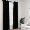 Pellavamaiset pimennysverhot renkailla 2 kpl musta 140x225cm