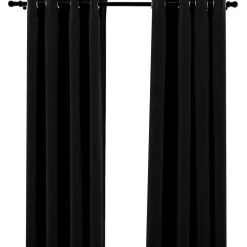 Pellavamaiset pimennysverhot renkailla 2 kpl musta 140x175cm