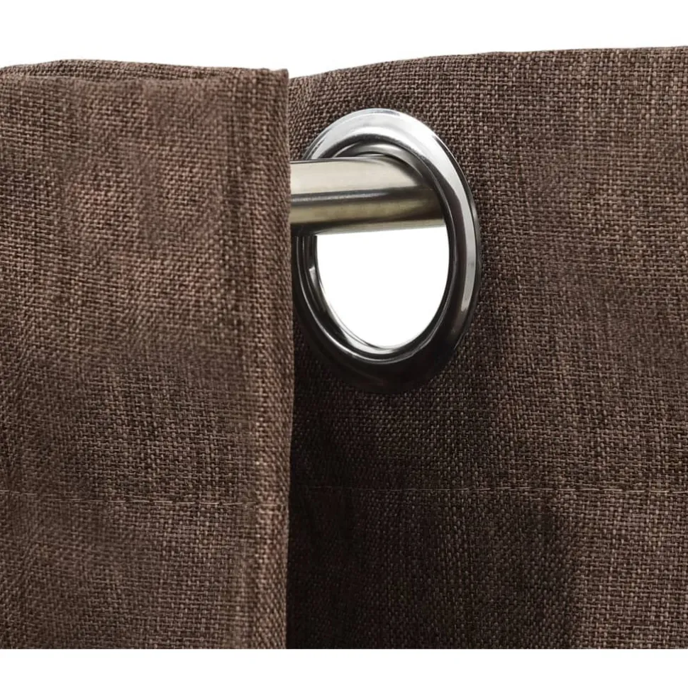Pellavamaiset pimennysverhot renkailla 2kpl 140x225cm