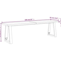 Penkki elävillä reunoilla 160 cm täysi akasiapuu (53295)