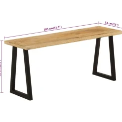 Penkki elävillä reunoilla 105 cm täysi mangopuu (72756)